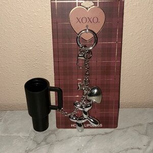 Keychain/Bag Charm XOXO Silver Charm with Black Lip Gloss Holder.